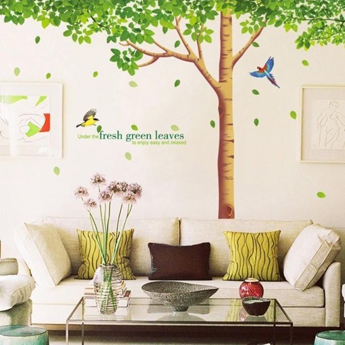 AY305 big green tree removable diy wall sticker tow-saided