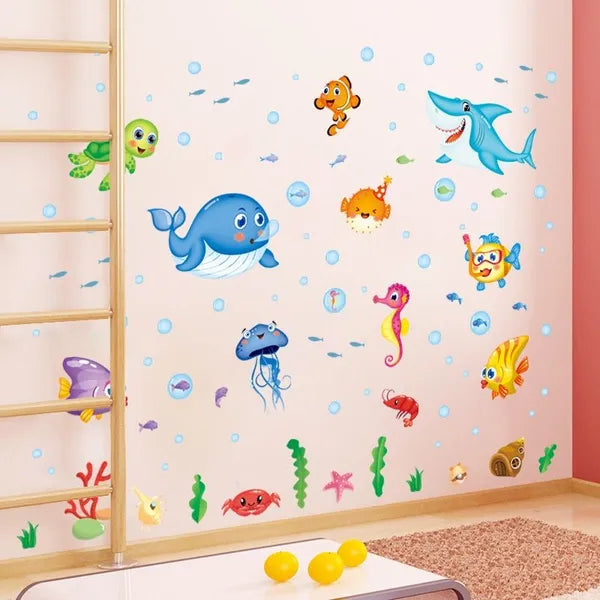 XL7206 Wall Sticker Underwater Ocean Fish Seaweed Removable Wall Decal, Children Kids Baby Home Room Nursery DIY Decorative Adhesive Art Wall Mural