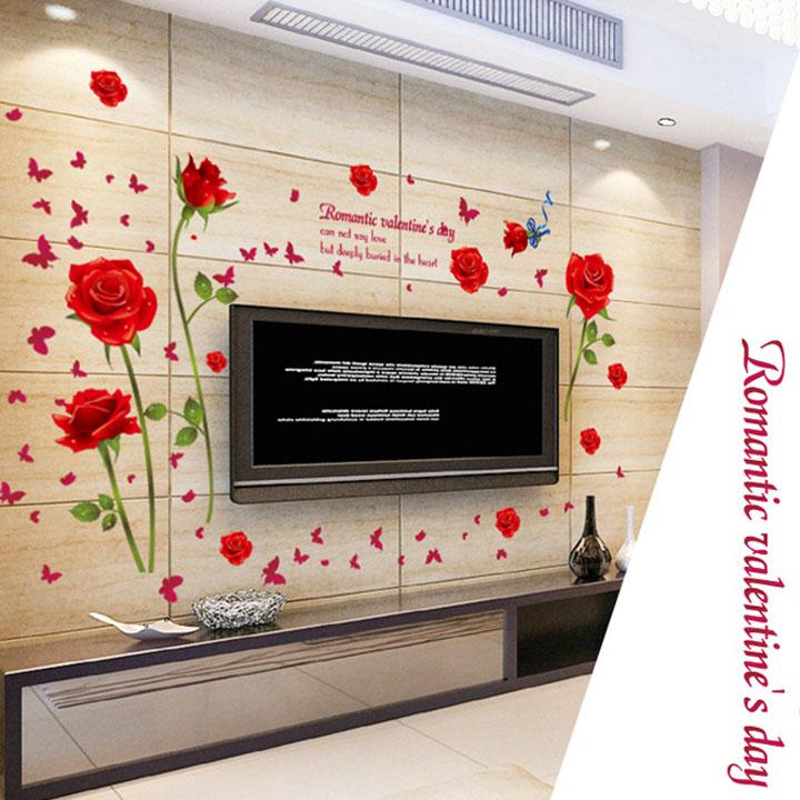 Decal wallpaper red rose sk9195