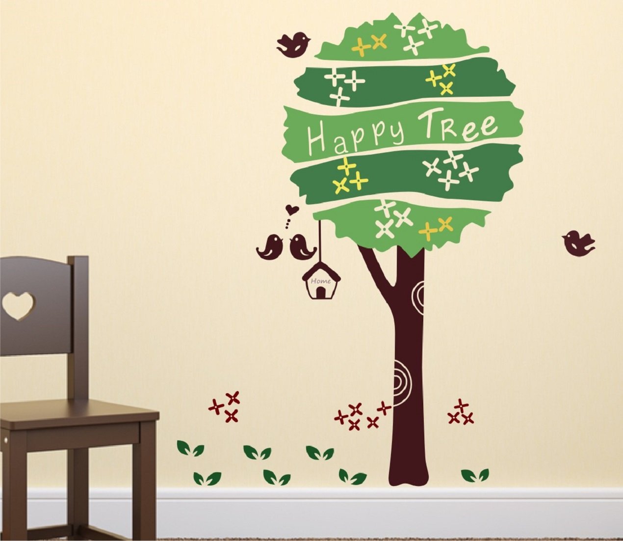 Wallstick " Green Happy Tree " wallsticker DM570090