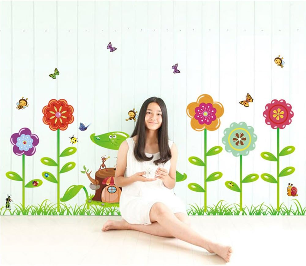 fashionbeautybuy Butterflies Flowers Leaves Bees Wall Sticker Decal Home Decor PVC Murals Wallpaper House Art Picture Living Room