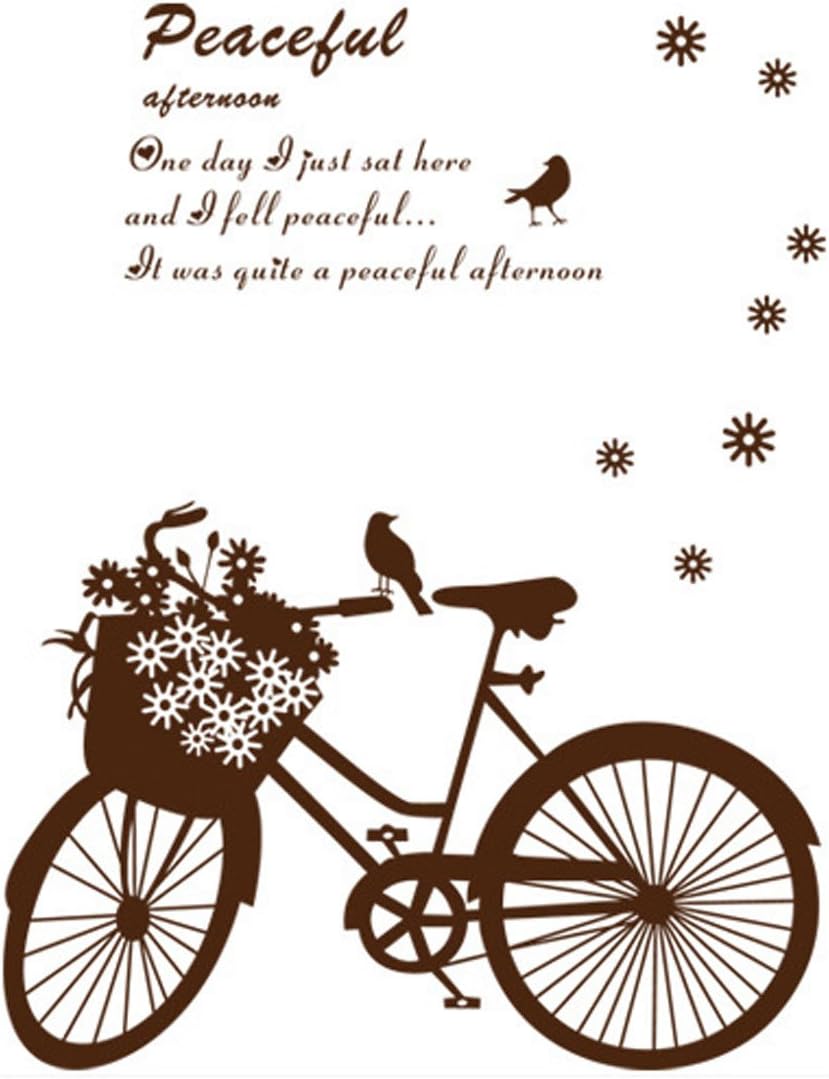 Ruilogod Bedroom Chocolate Color DIY Bicycle Wall Sticker Ay7021