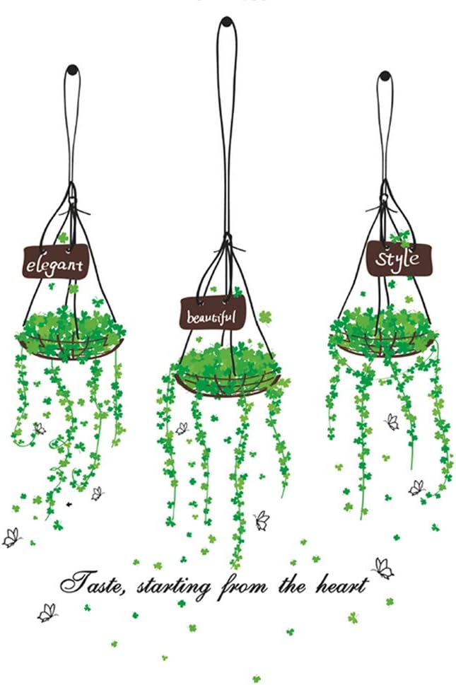 BEST OF BEST Elegant Green Plants Basket Wall Sticker Xh5176