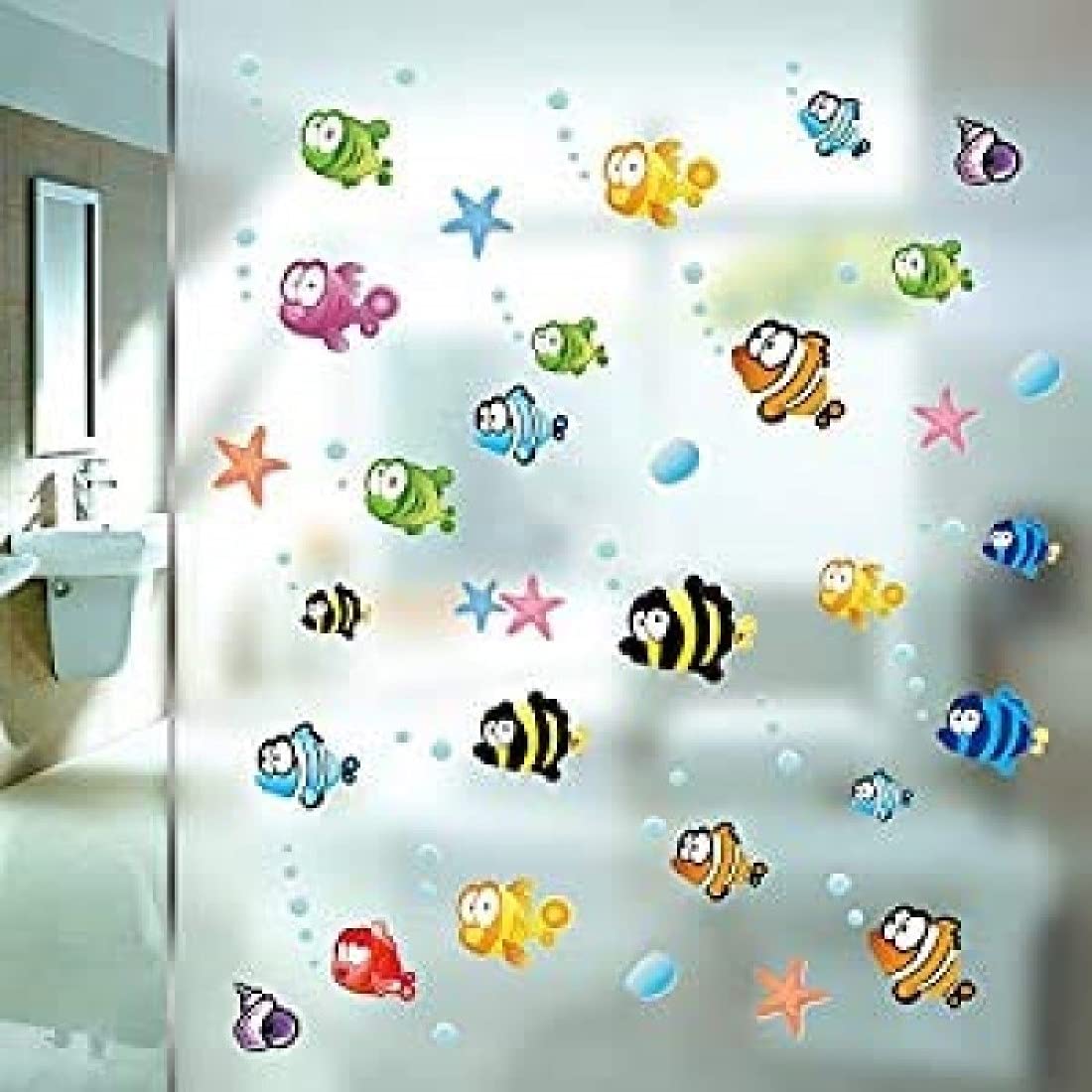 AY618 multicolour fish bathroom Wall Sticker JAAMSO ROYALS