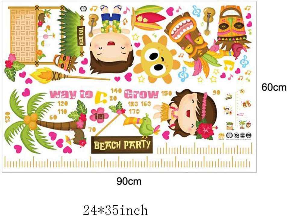 BEST OF BEST Beach Party Height Measurement Wall Sticker Home Decal Removable PVC Murals Wallpaper Girls Boys Kids Baby Nursery Bedroom Living Room Bathroom Kitchen Window Playroom Decor