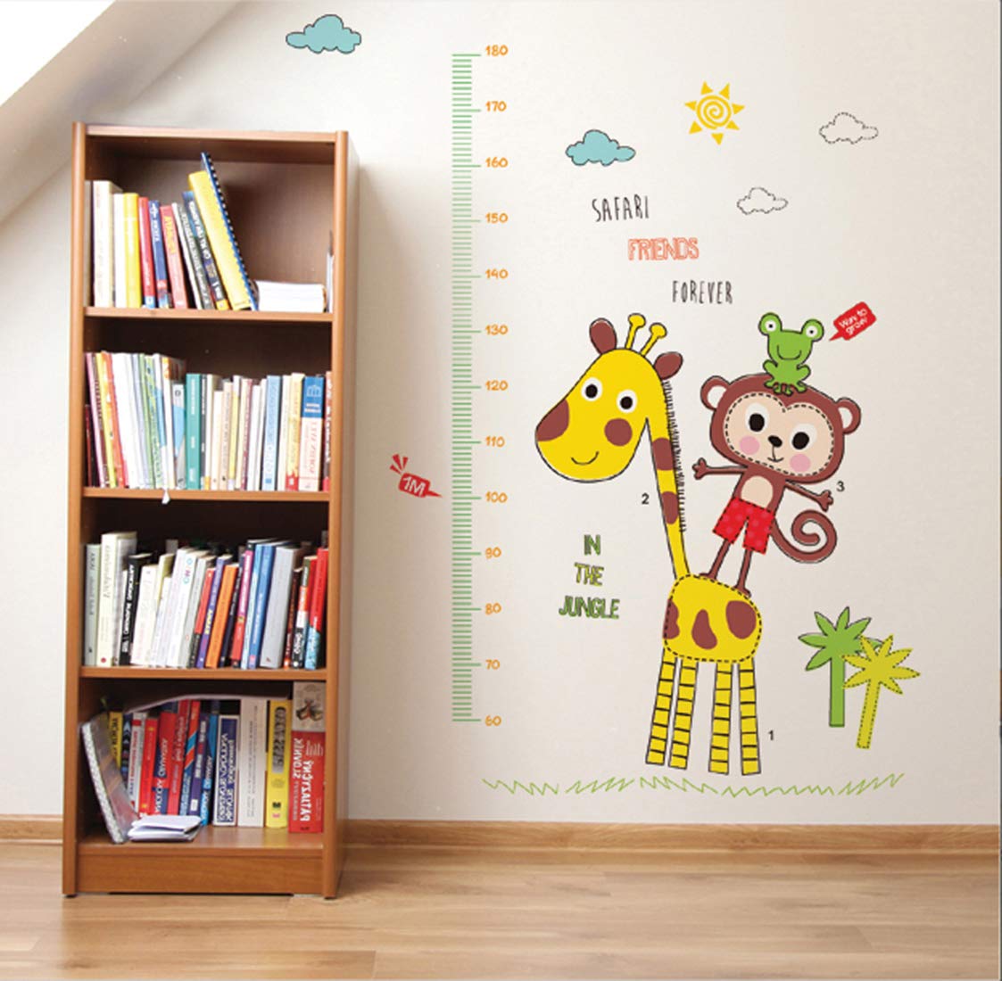 GE Hot Wall Decal Jungle Friends Monkey Giraffe Height Chart Sticker