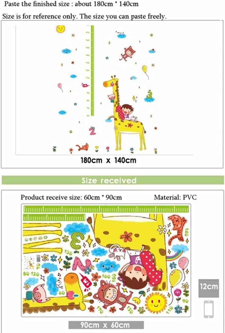 Rjjrr Cartoon Giraffe Height Ruler Wall Sticker Xl8203