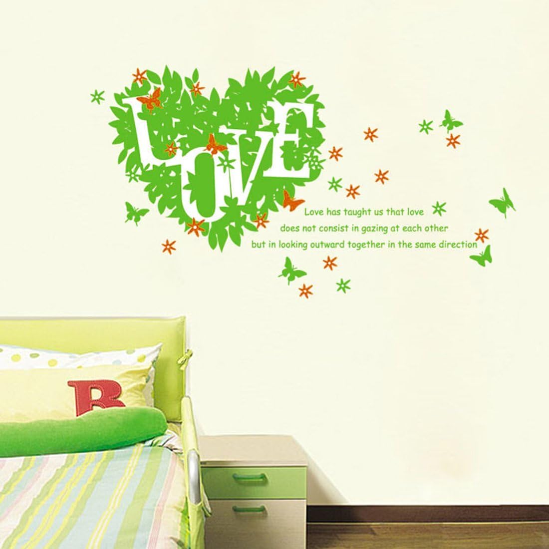 calcomanía decorativo para pared, diseño de corazón con texto en inglés "Love in my heart"