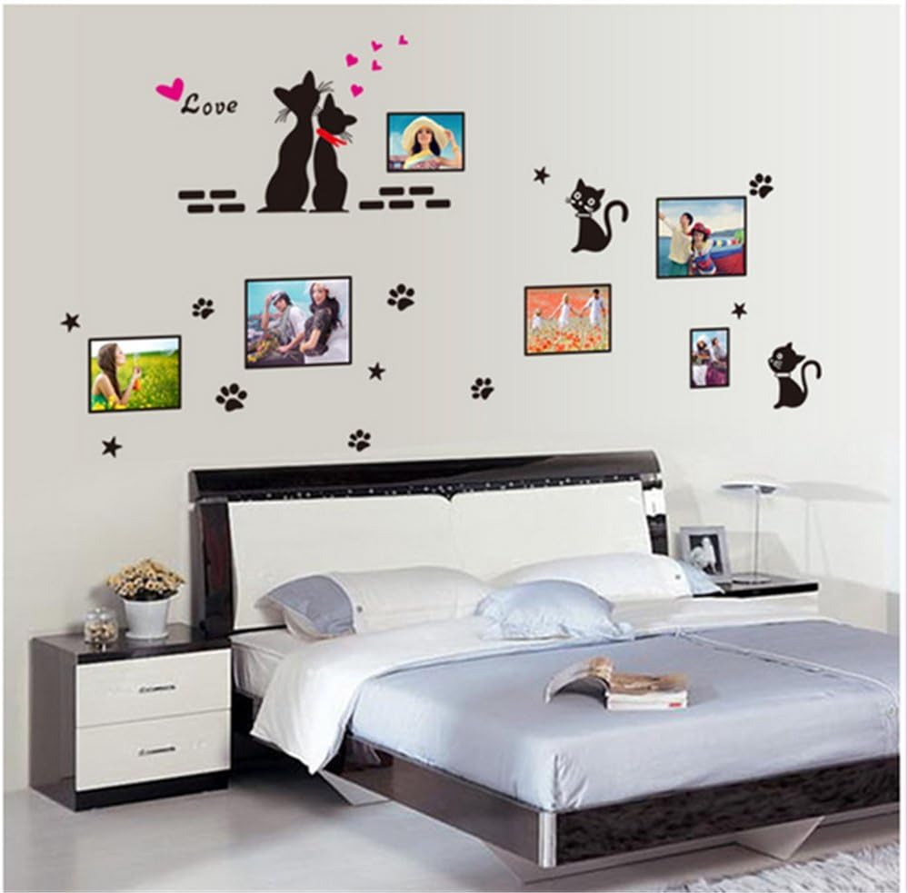 Ay7134 Cat Wall Stickers Cartoon Love Cat Photo Frame