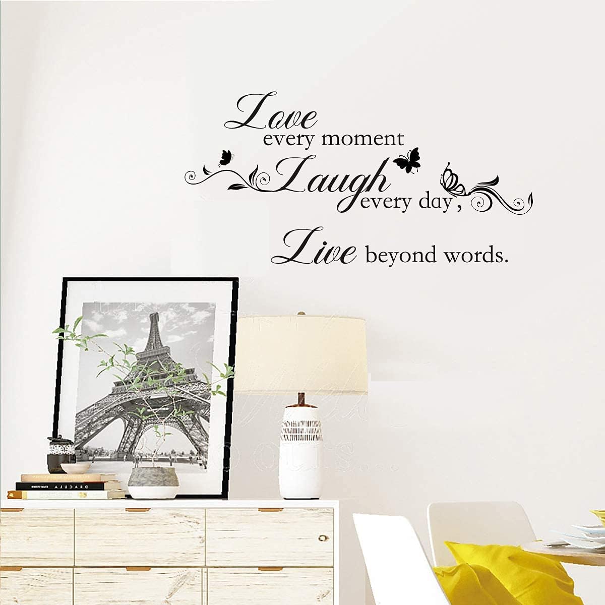 Live Love Laugh - Wall Sticker Art Mural Quote Lettering Living Room Decal (Brown, X Large)