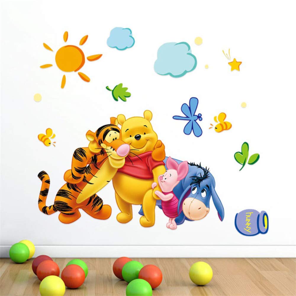 Tc1068 Winnie The Pooh Friends Wall Stickers for Kids Rooms Decorative Sticker Adesivo De Parede Removable PVC Wall Decal