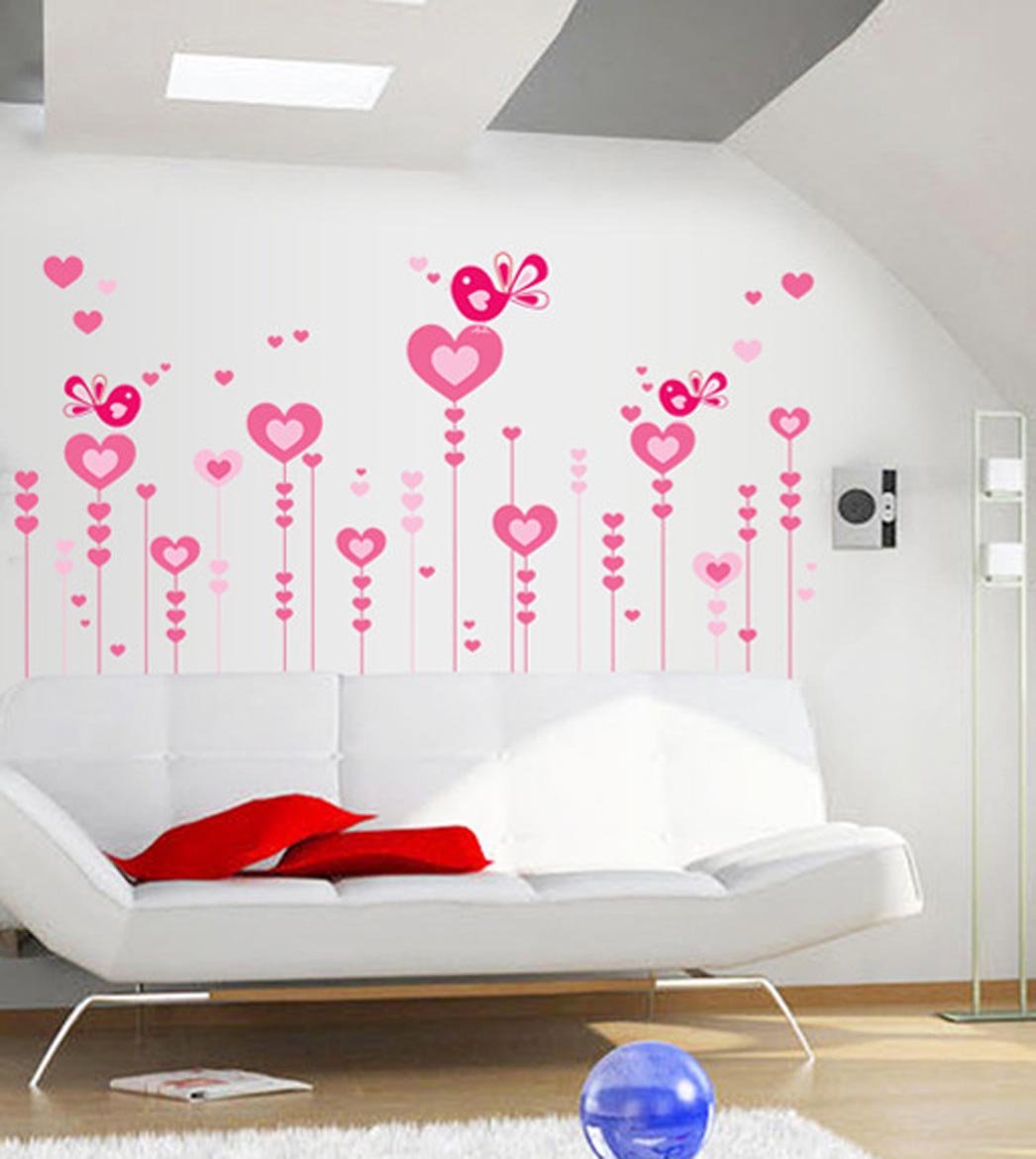Love Pink Bird Wall Stickers AY9116 Aesthetic Children's Bedroom Wall Stickers