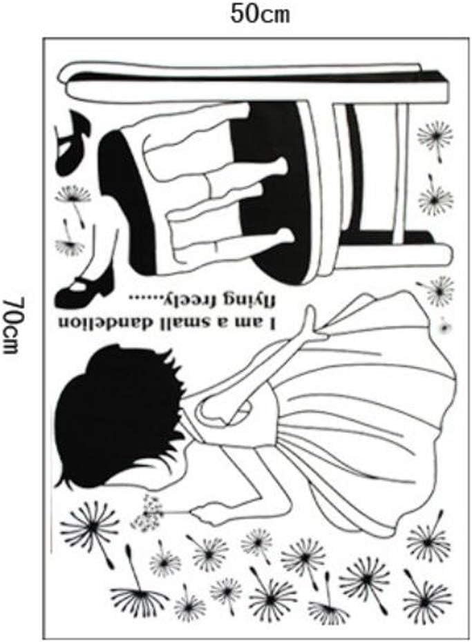 Xys8045 Creative Wall Stickers Removable Wall Decals Home Decor PVC Art Mural Baby Boys Girls Kids Bedroom Kitchen Room Decoration Wall Sticker (A Girl is Blowing Dandelion)