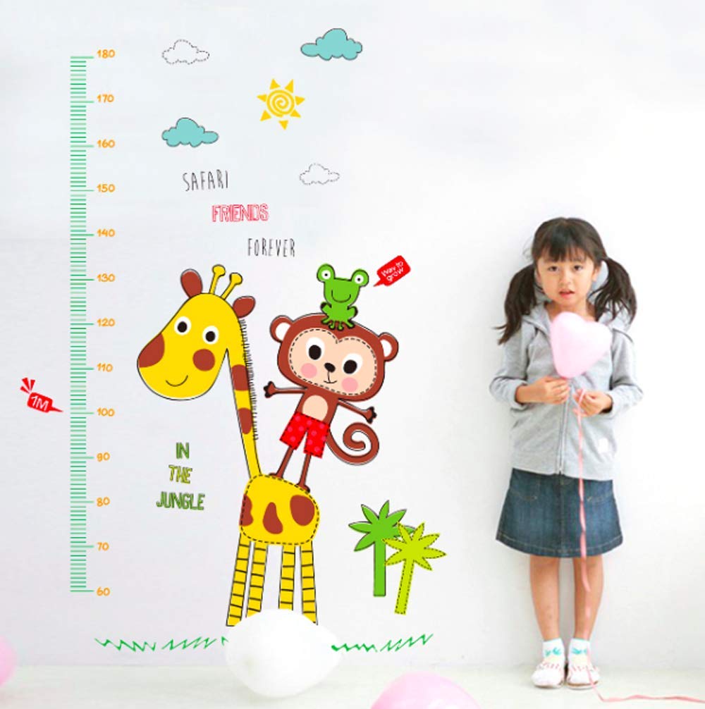 GE Hot Wall Decal Jungle Friends Monkey Giraffe Height Chart Sticker