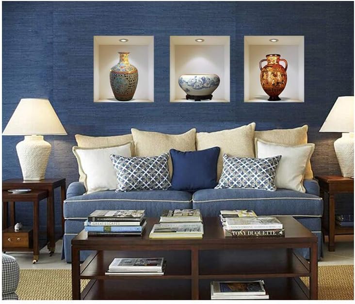 Pack of 3 Removable Self-Adhesive Wall Stickers - Home Decor Decals with Plants, Flowers - Western Wall Art for Living Room and More (Size: 30cm x 42.5cm)