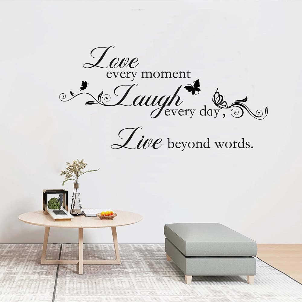 Live Love Laugh - Wall Sticker Art Mural Quote Lettering Living Room Decal (Brown, X Large)