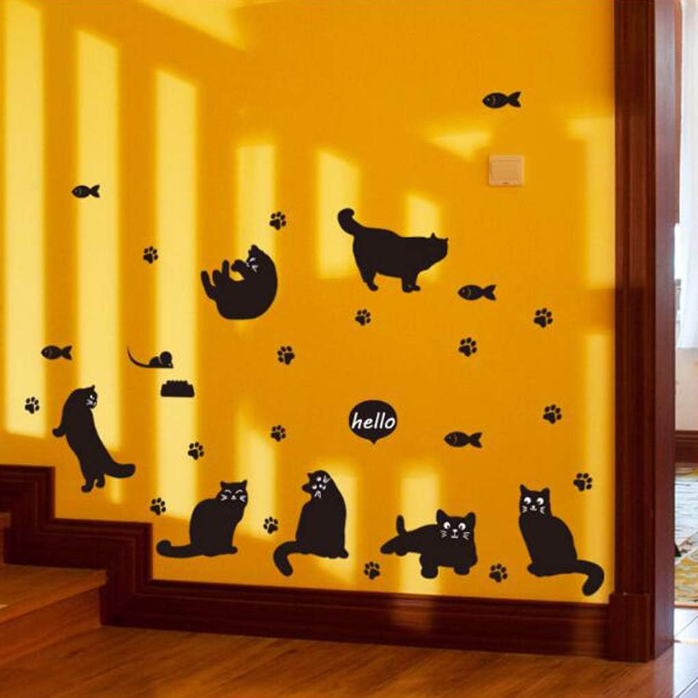 Cartoon Lovely Black Cat Silhouette Wall Sticker Home Decor Kids Room Stairway Corridor Decoration Mural Combination Stickers