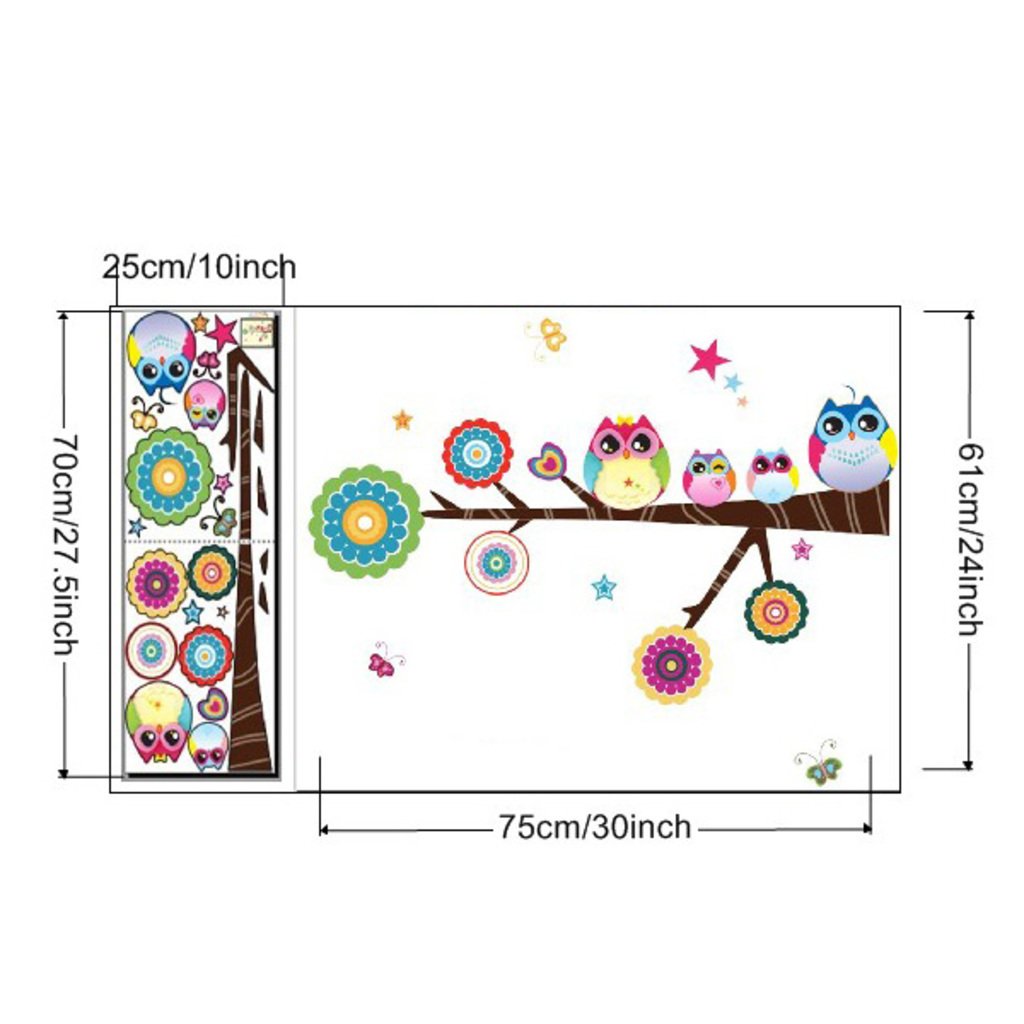 Decals Design 'Lovely Star Owl Family' Wall Sticker (PVC Vinyl, 25 cm x 70 cm), Multicolour