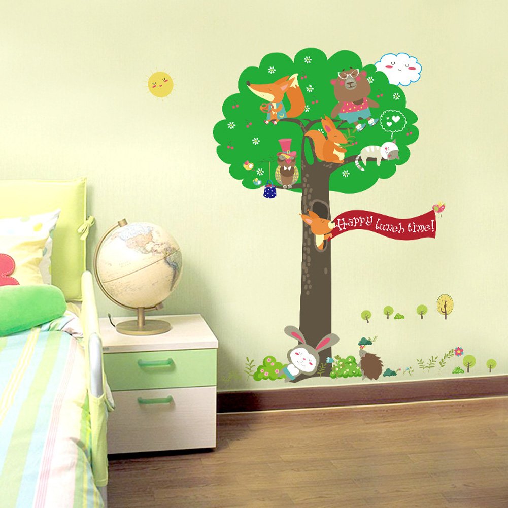 Sk9055 Squirrel Tree Wall Sticker