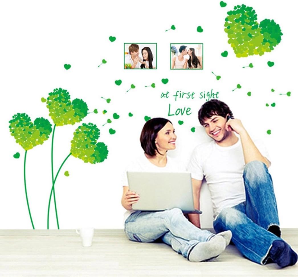 Ay7176g Love Grass Leaf Wall Sticker Green Heart, Photo Frame, Bedroom, Living Room, Wall Decor, Decals