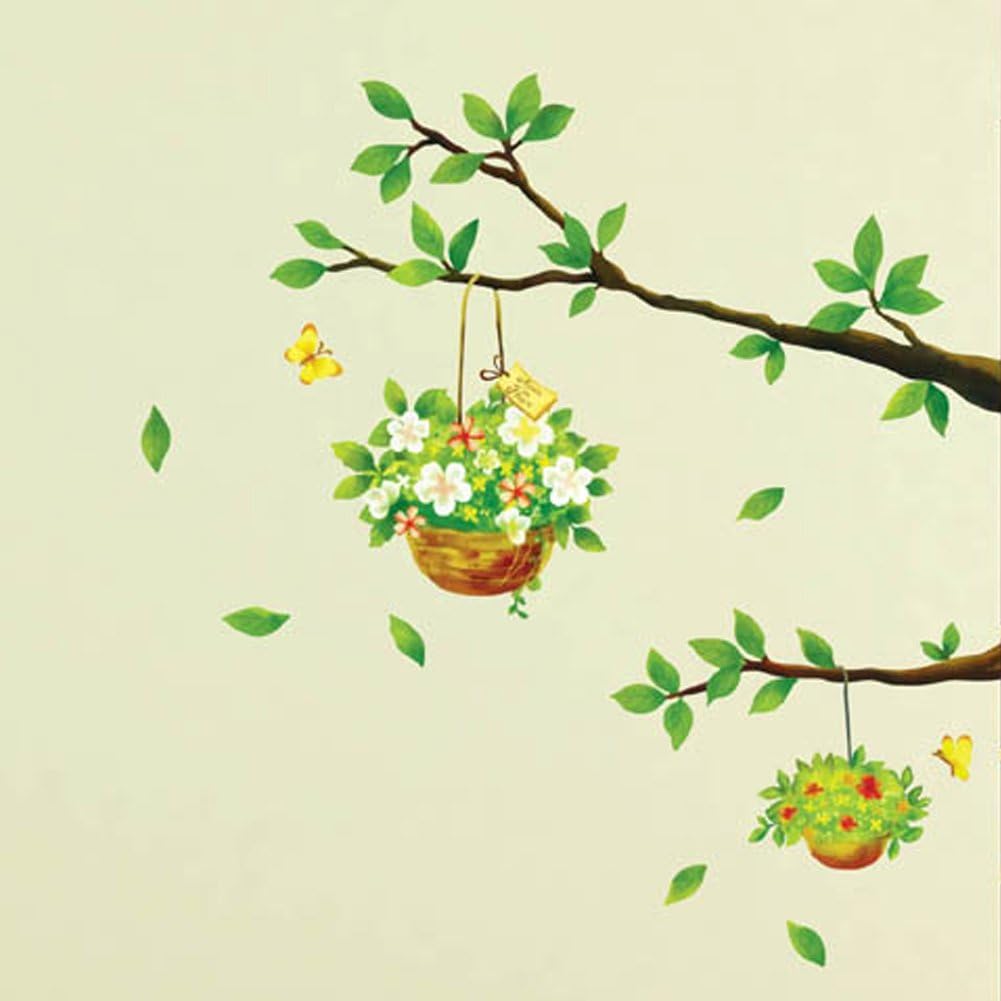 Home Centre Corsica - Green PVC Tree Detailed Wall Decal - 50x70cm, Standard