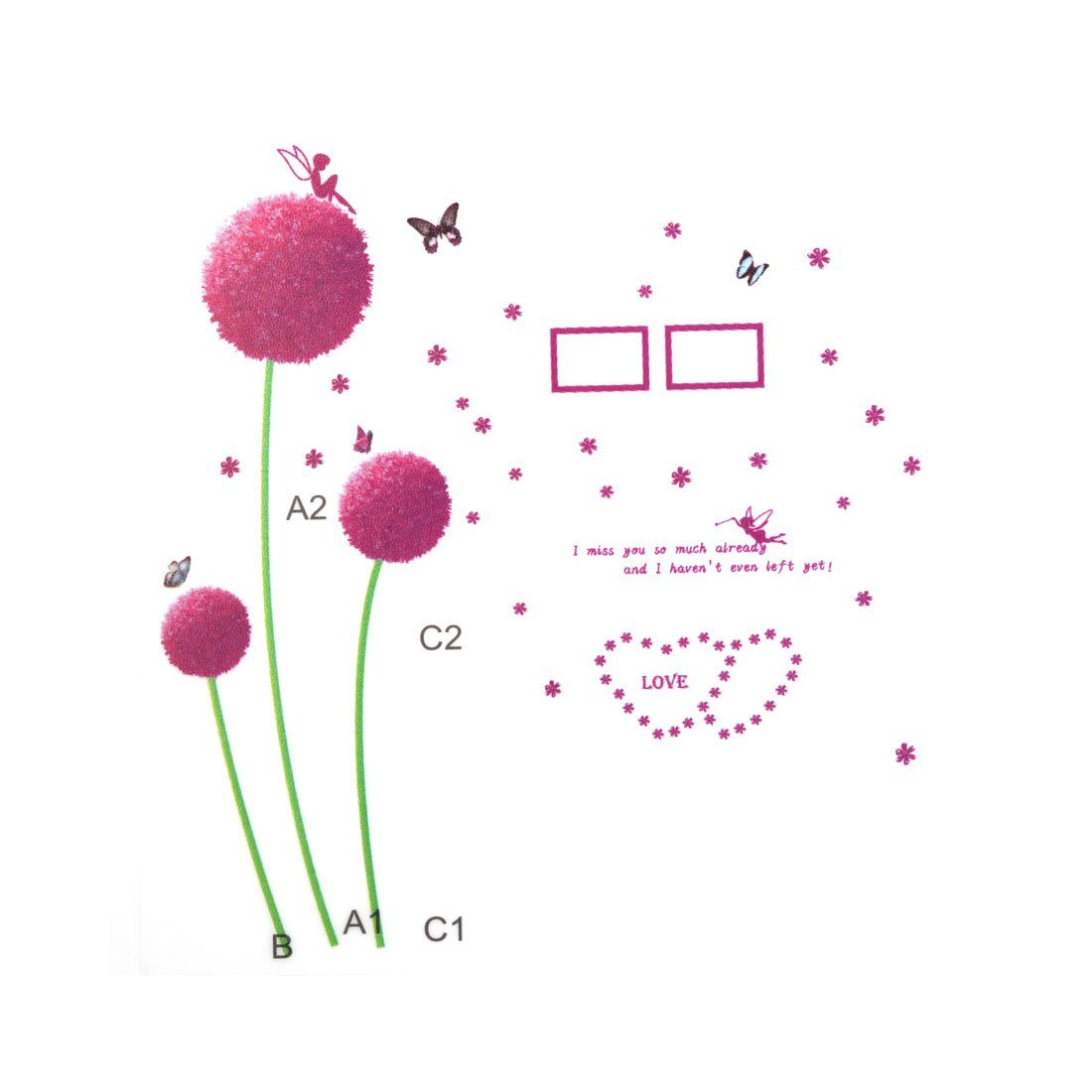 BIG BOOM® Flower Dandelion Butterfly DIY Removable Wall Sticker Decal Wallpaper
