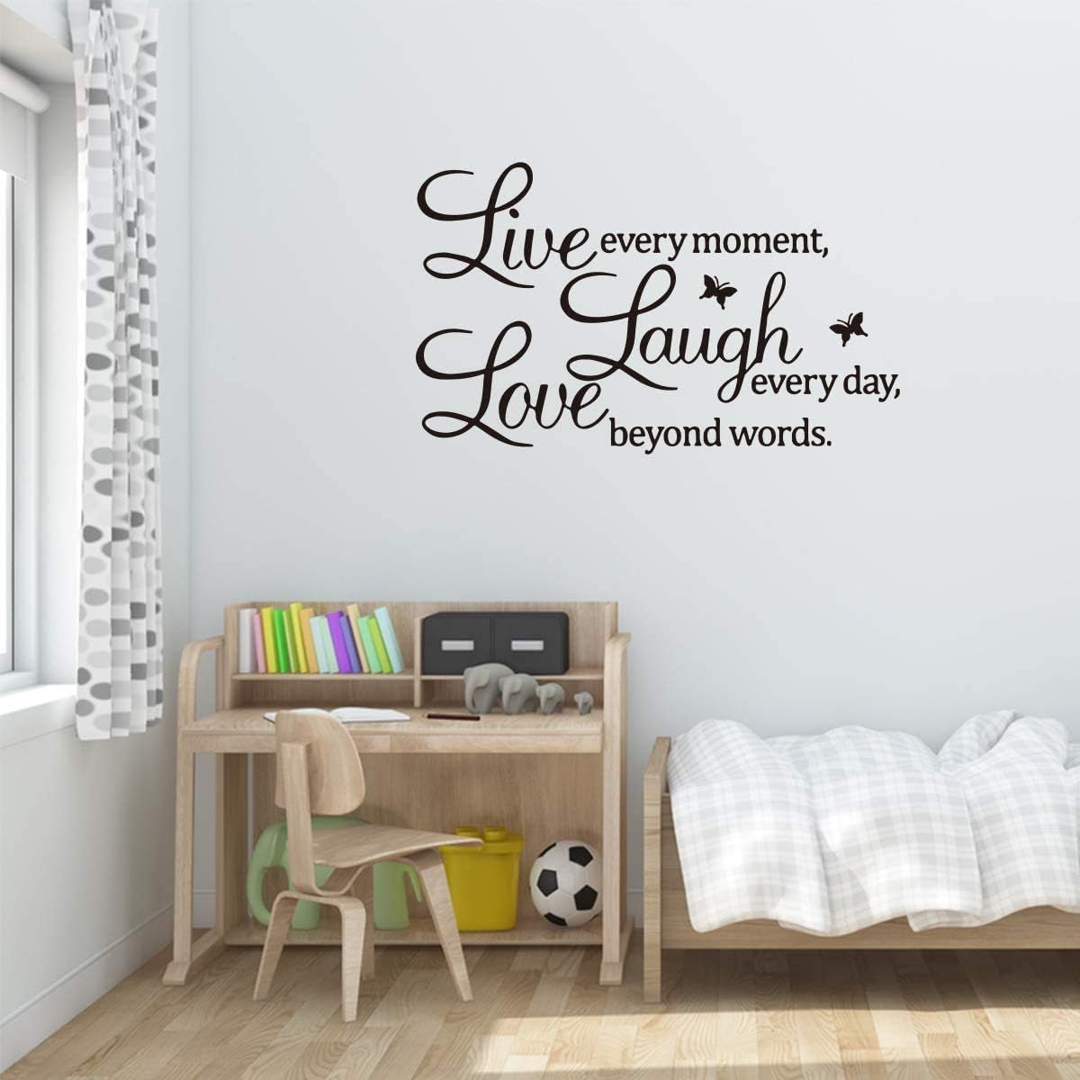 Live Every Moment, Laugh Every Day, Love Beyond Words, Wall Decal Motivational Sticker, Family Inspirational Wall
