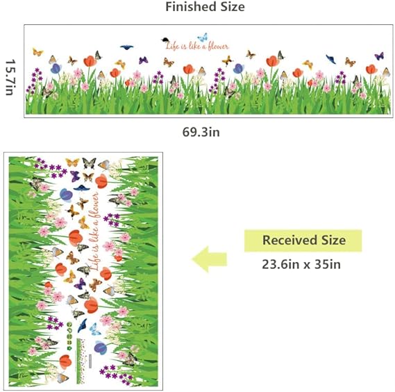 Large Diy Home Decor Nature Colorful Flowers Grass Buttefly Wall Stickers 3d Wall Decals Floral Tv Background Base Decoration - Wall Stickers - AliExpress