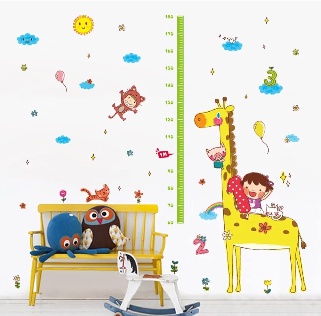Rjjrr Cartoon Giraffe Height Ruler Wall Sticker Xl8203
