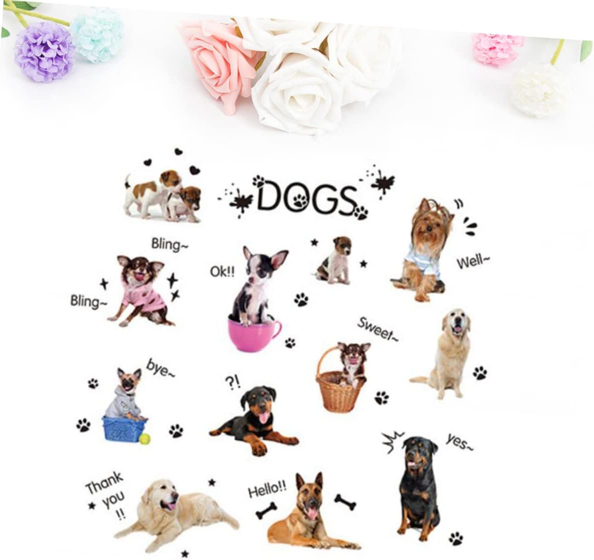 Xh1003c Asakkura Removable Stickers 2pcs Wall Removable Animal Wallpaper Home for Cartoon Paste Sticker Decals Decoration Kids Nursery Living Dog Decor Room Kids Wall Decals
