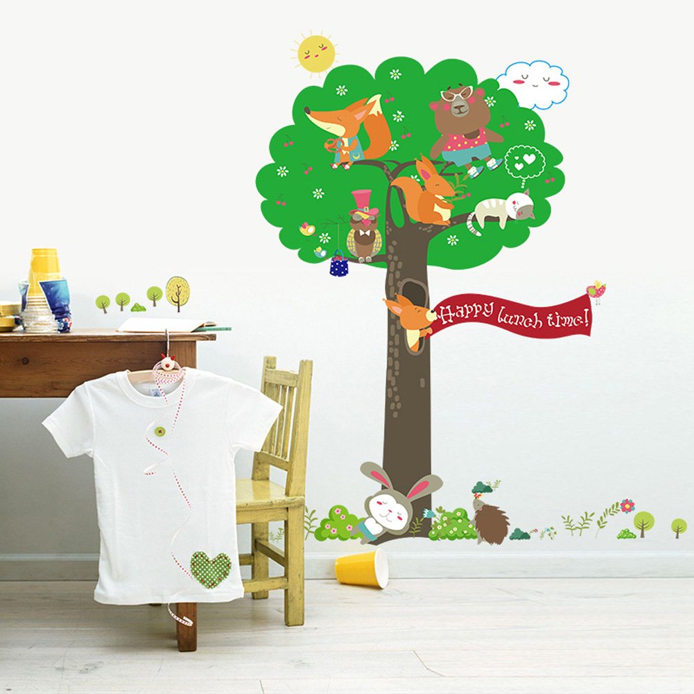 Sk9055 Squirrel Tree Wall Sticker