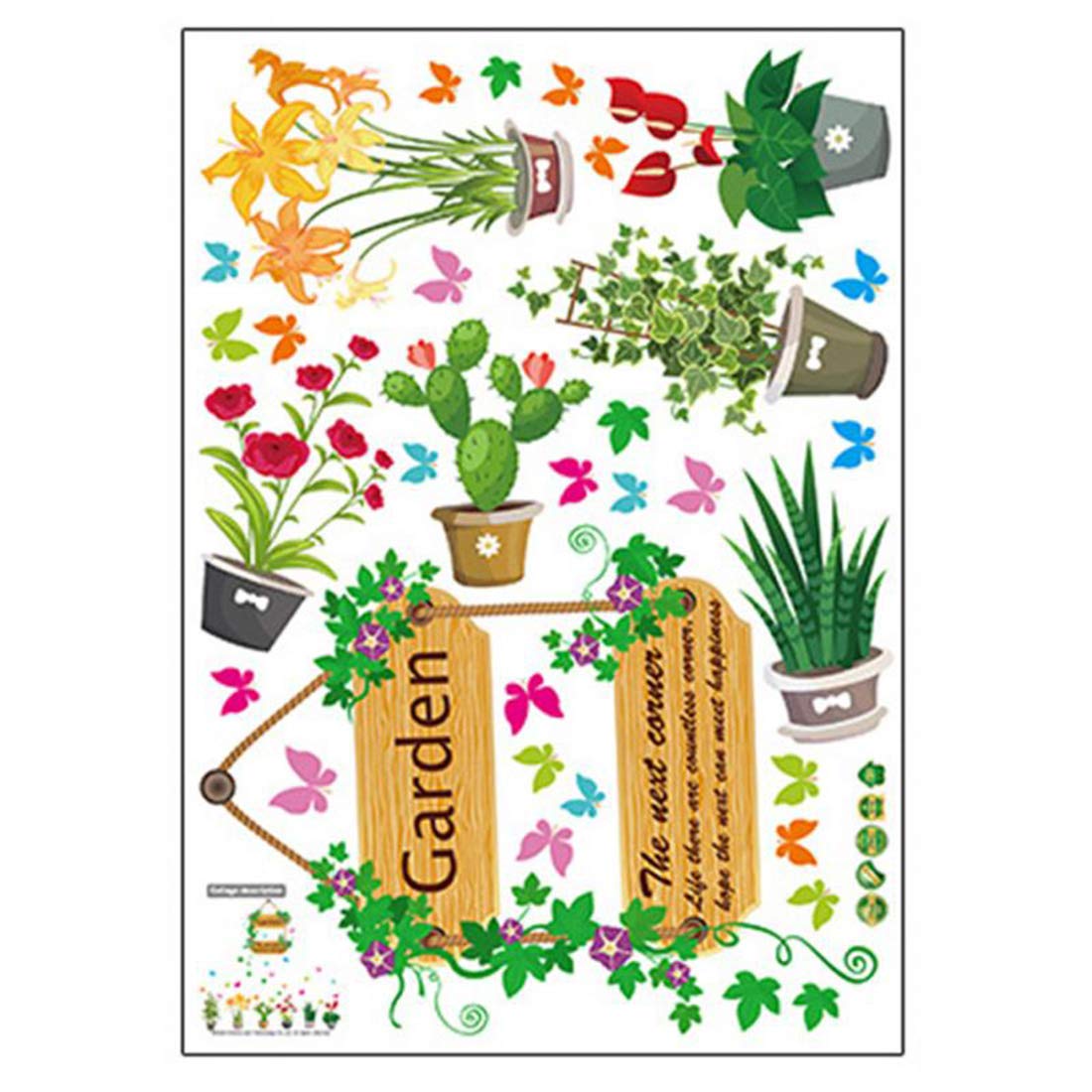 Sk7066 kuke Wall Stickers Colorful Flowers Plants Pattern Sofa Stairs Decorative Painting Transparent Film Stickers
