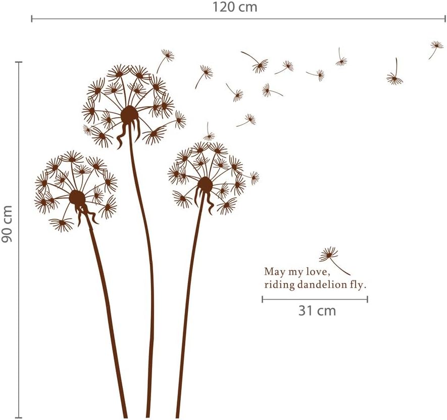 Charming Adhesive Rooms Walls Vinyl DIY Stickers / Murals / Decals / Tattoos With Dandelions In the Wind And Love Quote / Text Designs By VAGA