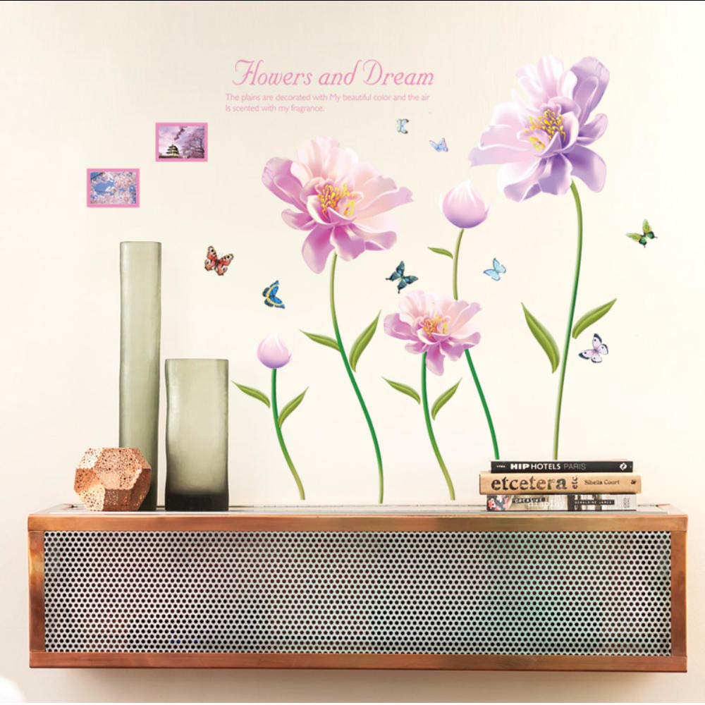 Wall Stickers Murals Photo Frame Flower Wall Stickers Large Pink Flowers Home Decor Bedroom Vinyl DIY Wall Decals Lovely Rooms Decoration