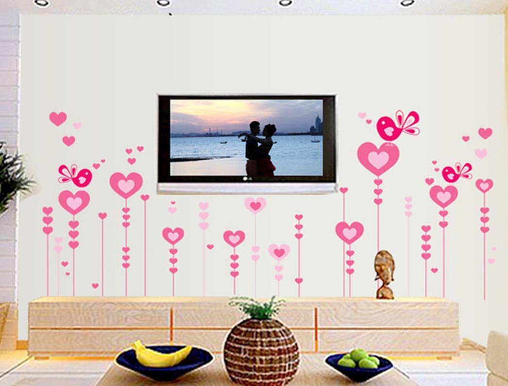 Love Pink Bird Wall Stickers AY9116 Aesthetic Children's Bedroom Wall Stickers