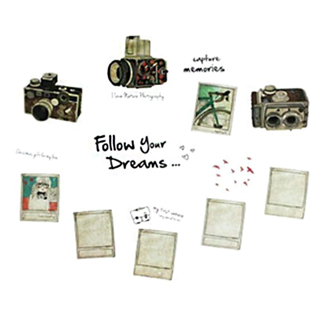 Ay7032 Follow Your Dreams Picture Frames Camera Printed DIY Room Decor Wall Sticker