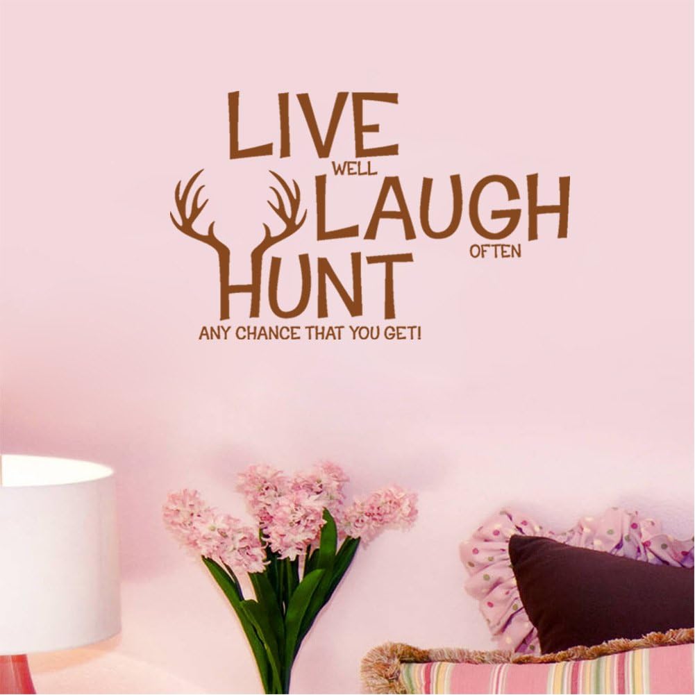 15.7 inches x 9.8 inches Live Well Laugh Often Hunt Any Chance That You Get Removable Wall Decals Ispiring Family Quotes Art Decals Inspirational Lettering Vinyl Wall Arts