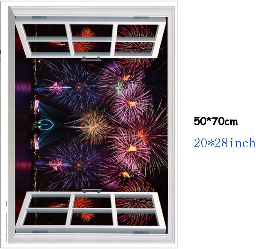 Sk7019 s Wall Stickers Watching Firework Through The Window Wall Decals Living Room Bedroom Wall Poster Mural