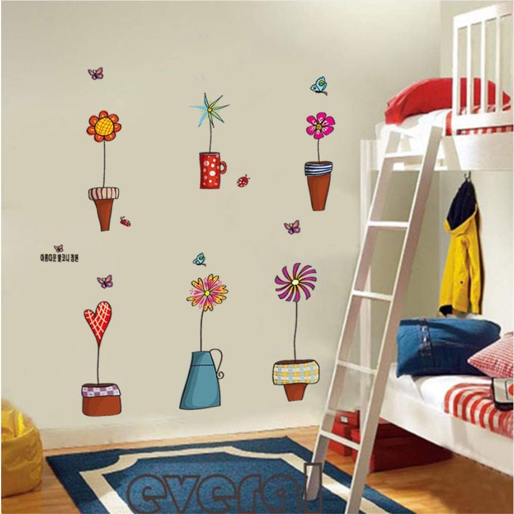 DLX947 Creative Colorful Butterfly Flower Pots Wall Stickers Children's Drawing for Kids Room DIY Removable Kids Bedroom
