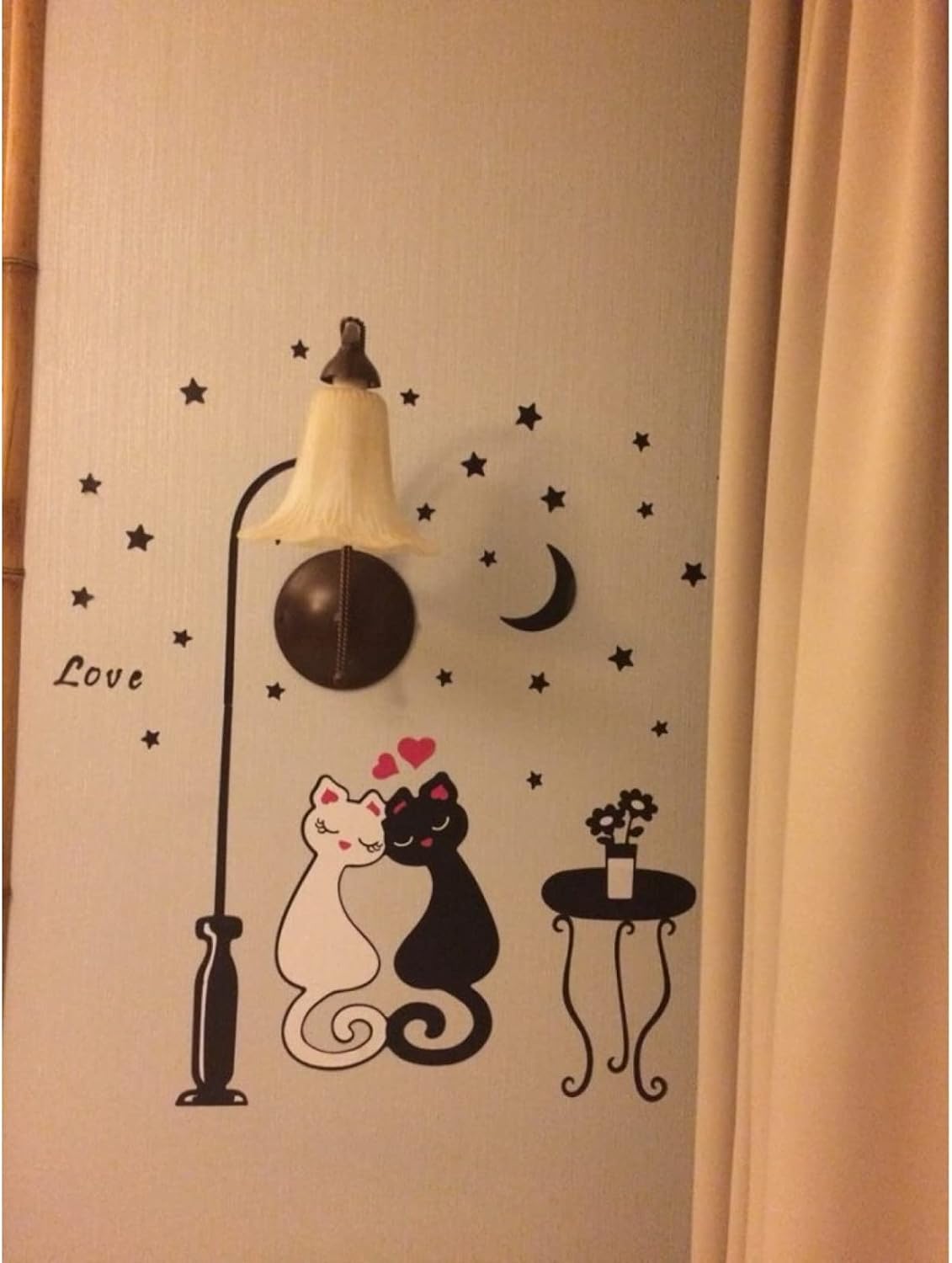 Cat Wall Sticker For Kids Room Lamp and Butterflies Stickers Decor Decals DM570099