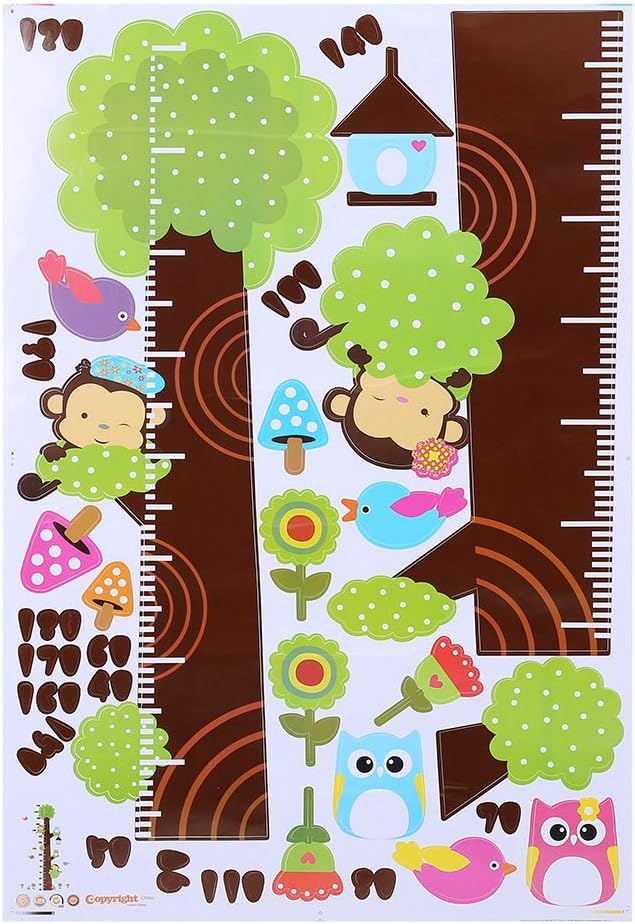 FIYO Height Chart Sticker, Owl Tree Growth Wall Measure Removable Decor Little Animals Kids Decals Peel and Stick for Kids Nursery Bedroom Living Room