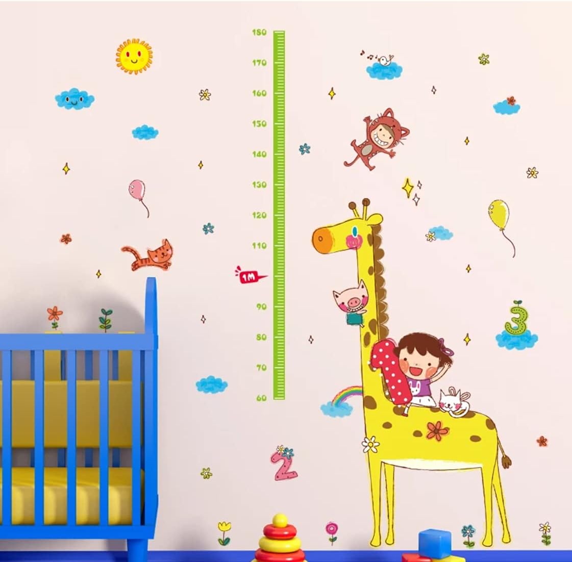 Rjjrr Cartoon Giraffe Height Ruler Wall Sticker Xl8203