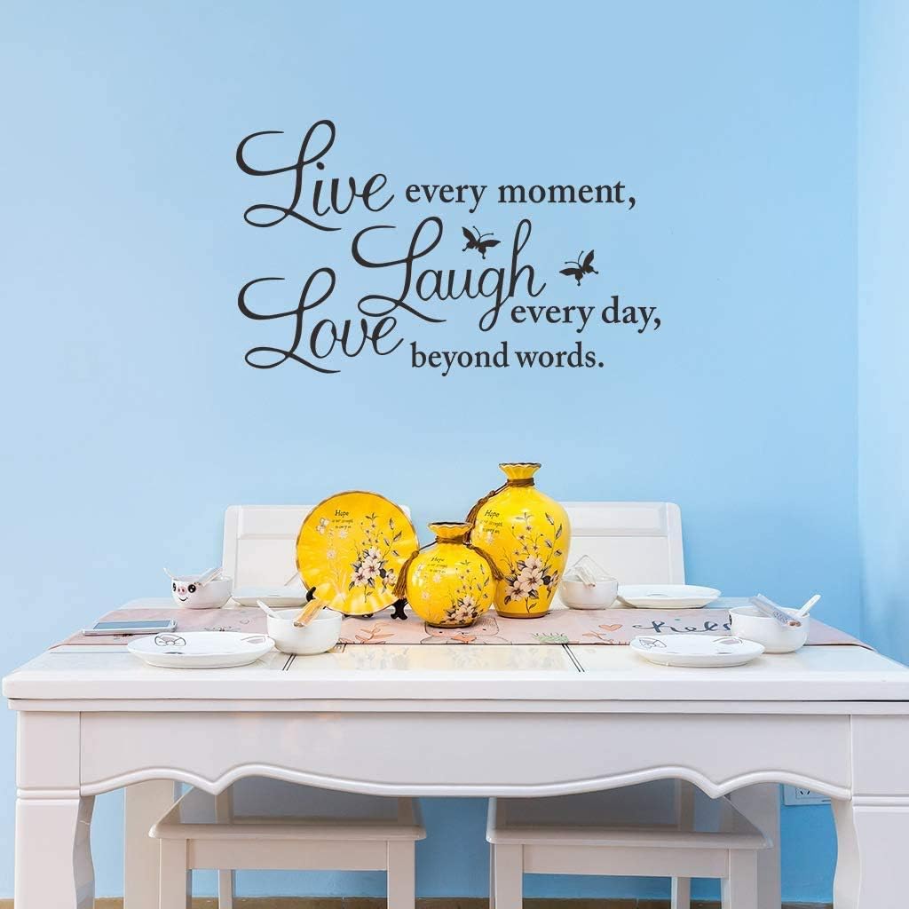 Live Every Moment, Laugh Every Day, Love Beyond Words, Wall Decal Motivational Sticker, Family Inspirational Wall
