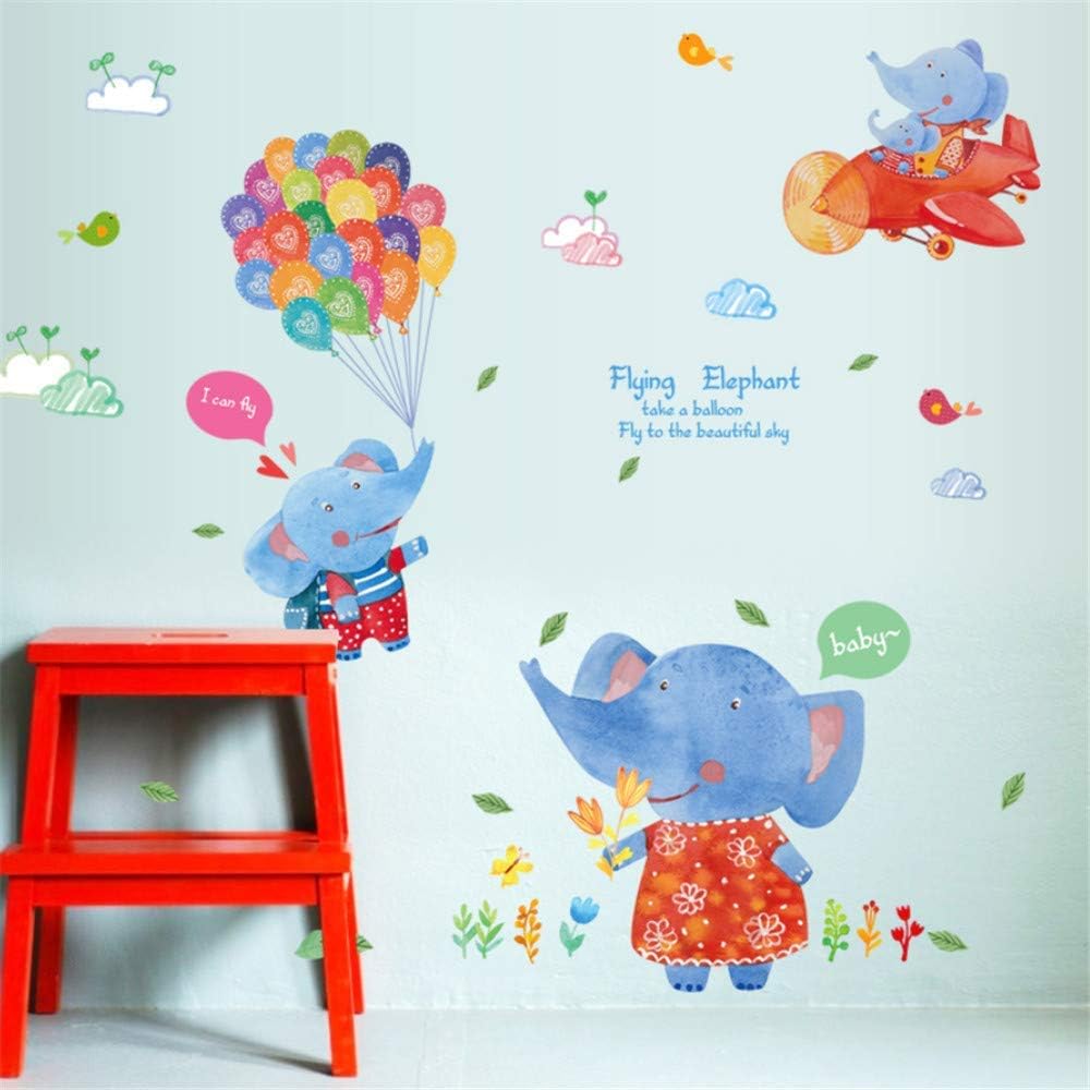 Sk7032 Elephant Kids Play Room Bedroom Nursery Kindergarten Removable Self-Adhesive Tile Wall Stickers