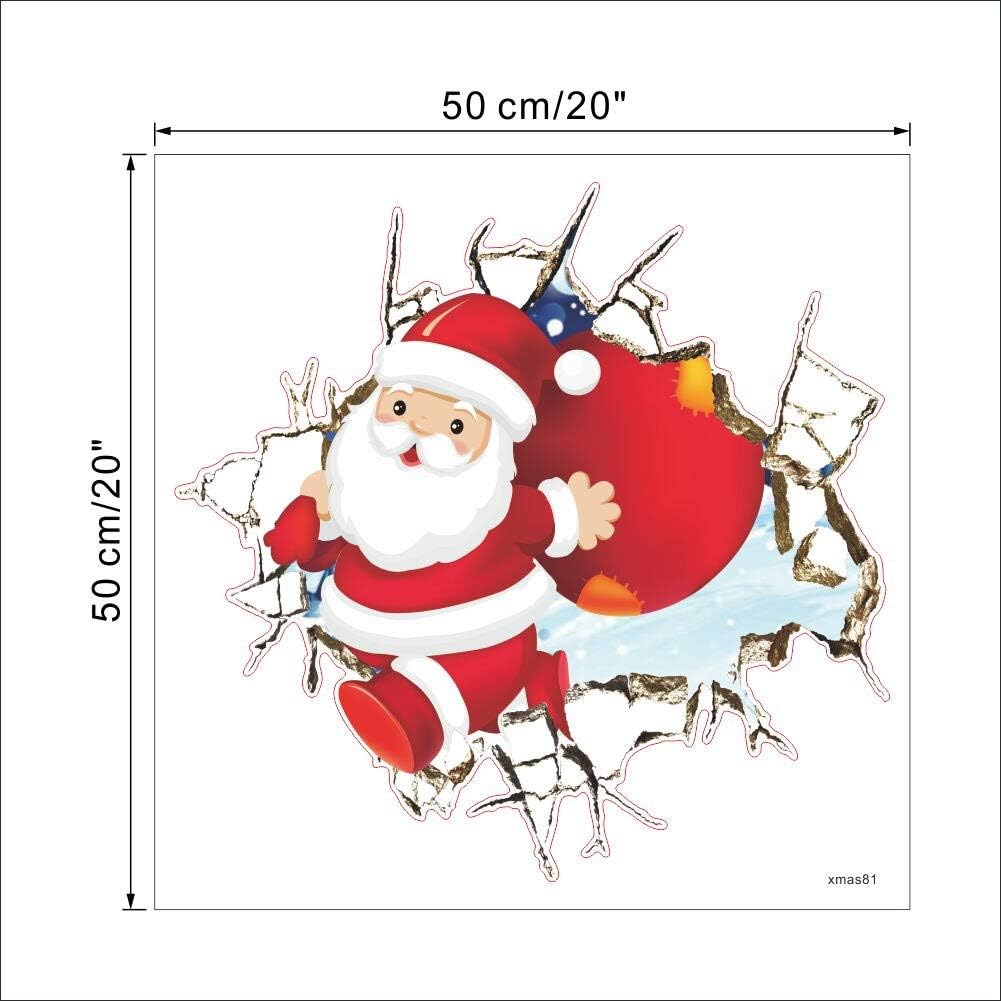 NC1370 Wall Stickers for Room Decor Cartoon Breaking Santa Claus Mural Art Home Decals Posters Kids Bedroom Xmas Decorations