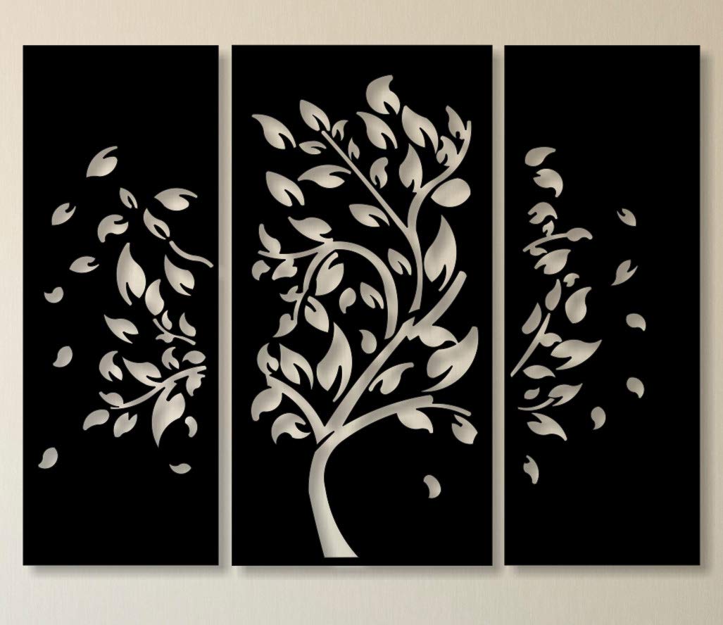 Set of 3 Panels Tree of Knowledge and Wisdom Interior Design Wall sticker