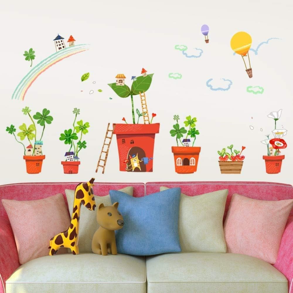 Wall Stickers,Potted Plants Cute Flowers Home Decor Living Room DIY Art Decal Wallpaper Removable Sticker