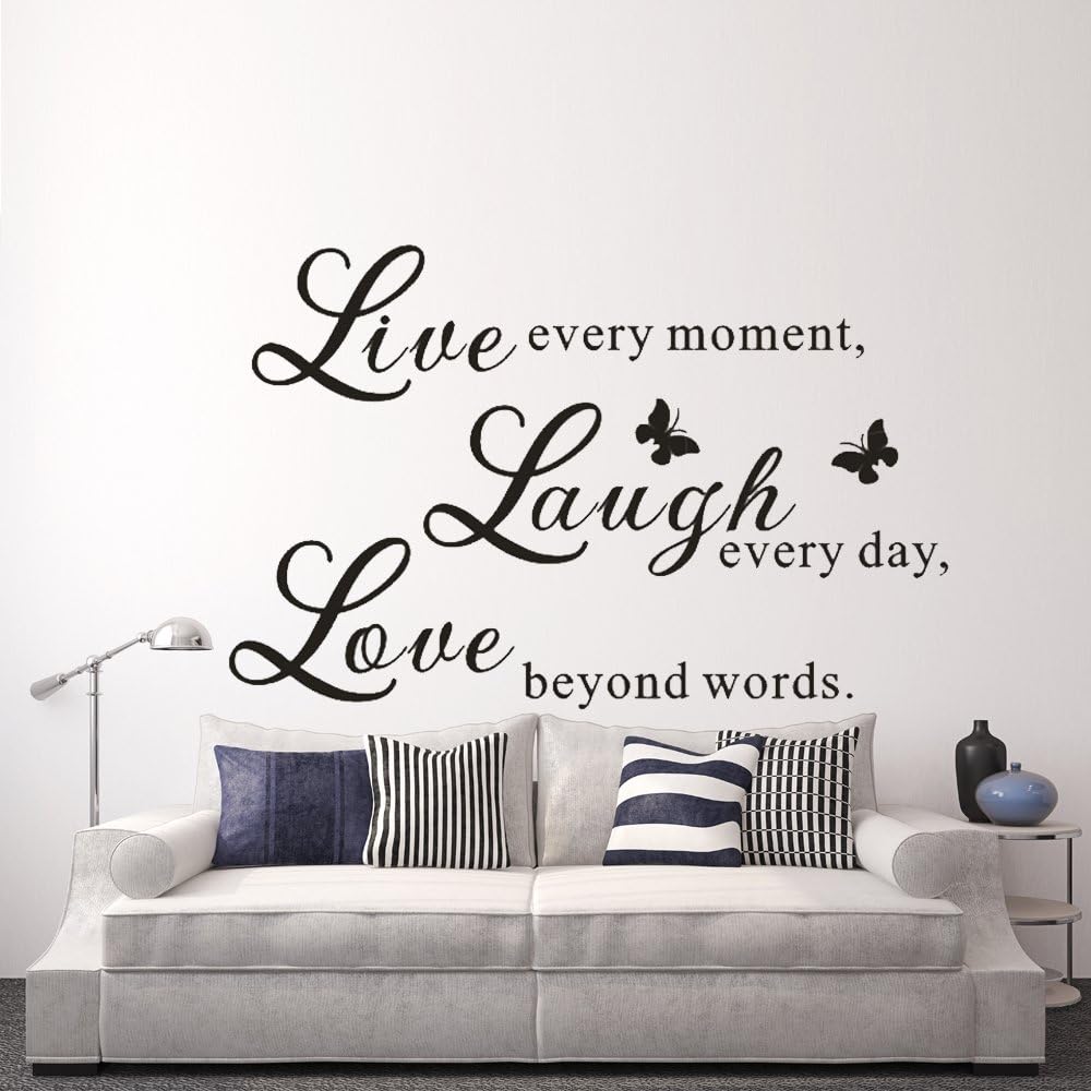 Live Love Laugh - Wall Sticker Art Mural Quote Lettering Living Room Decal (Brown, X Large)