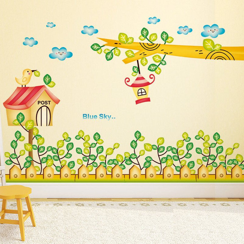 Cartoon Plants Post and Branch with Hanging Lamp' Wall Sticker Decals Design (PVC Vinyl, ), Multicolour LD2033 Size: 50x70cm