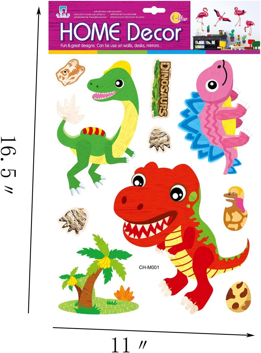 Three-Dimensional Dinosaur Stickers Children's Wall Stickers Children's Gifts for chshildren's Room Decoration Classroom Party Birthday Festival Kindergarten Dressing Imitation Wood Surface(2 Sheets